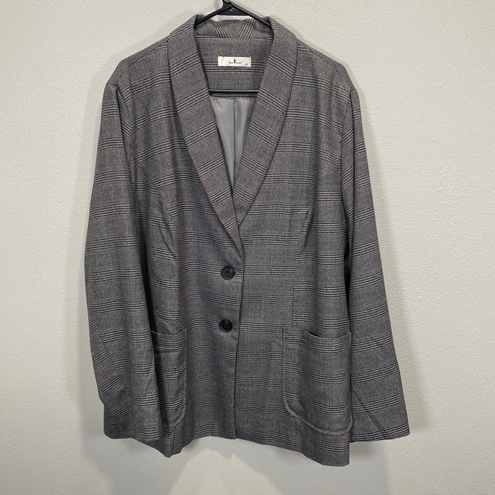 Agnes Orinda plaid‎ jacket career office wear
